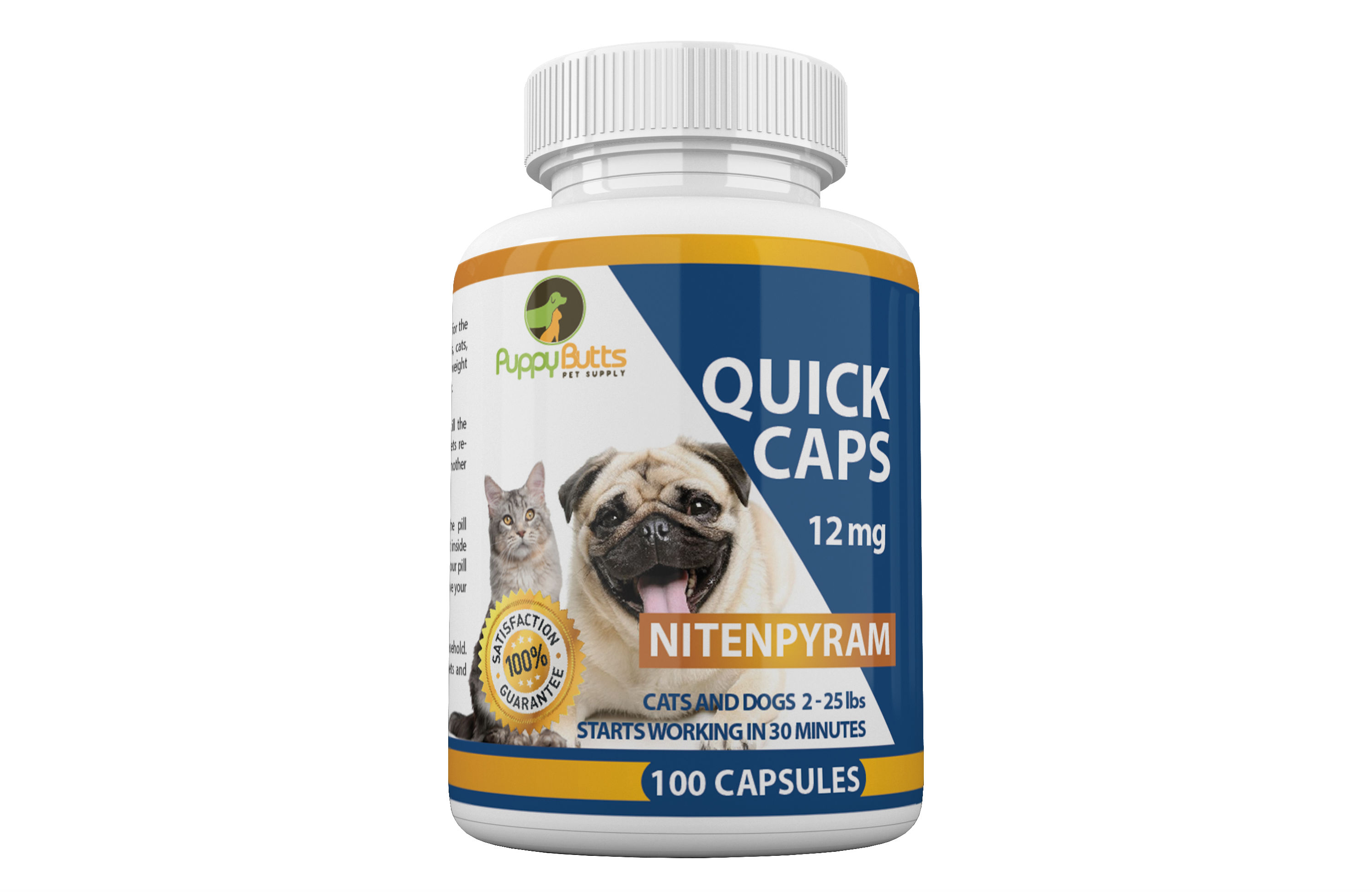 100 CAPSULES QUICK CAPS Nitenpyram 12 mg Cats and Dogs 225 lbs Puppy
